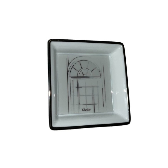 CARTIER Vintage Mini Jewelry Tray with Rue de la Paix Platinum Finish Motif - Picture 5 of 11